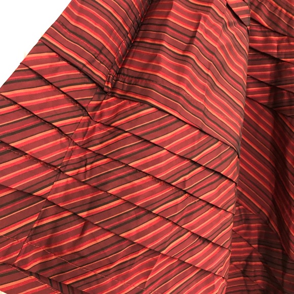 Gorgeous Asymmetrical Pleated Stripped Deep Burnt Orange Reddish Skirt - Picture 3 of 4